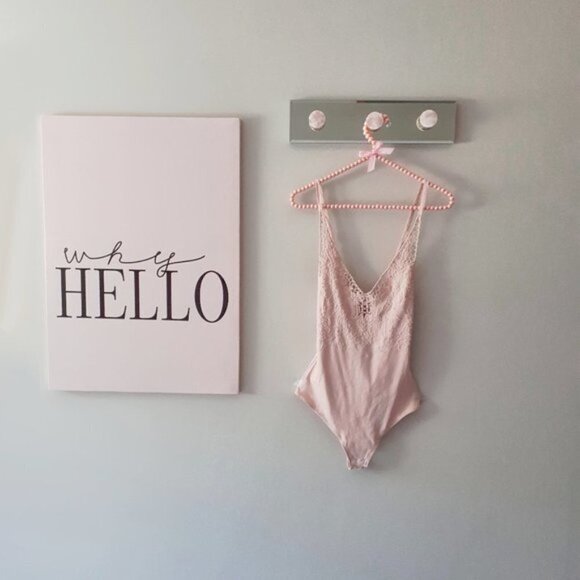 NWT Free People pink embroidered cotton blend thong bodysuit, S - Picture 6 of 8